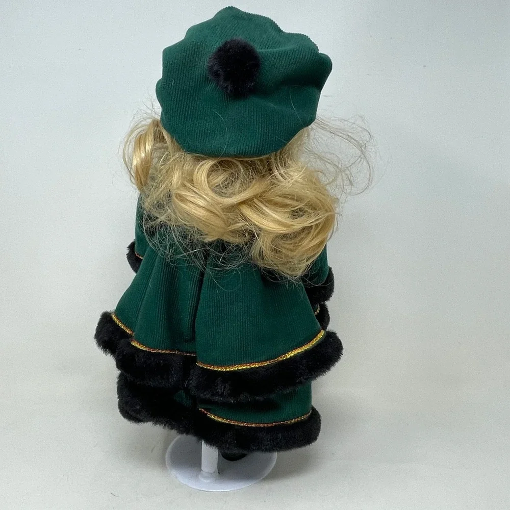 Noble Heritage Collection 1996 Porcelain Doll Green Corduroy Faux Fur Winter